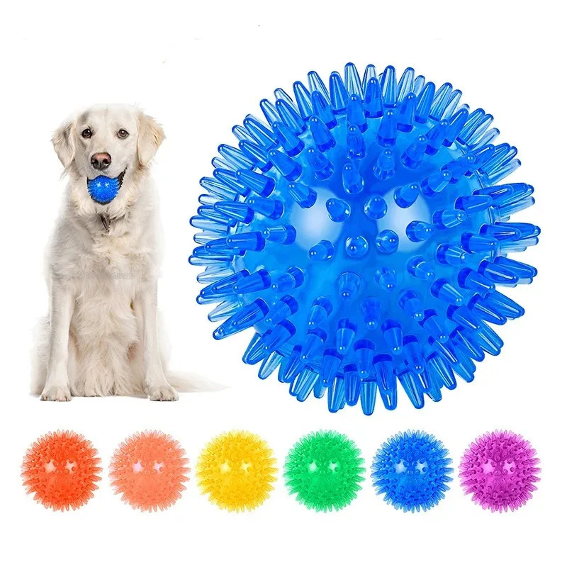 Pet Dog Toys Cat Puppy Sounding Toy Polka Squeaky Tooth Cleaning Ball TPR Training Teeth Chewing Thorn Balls Accessories 251110