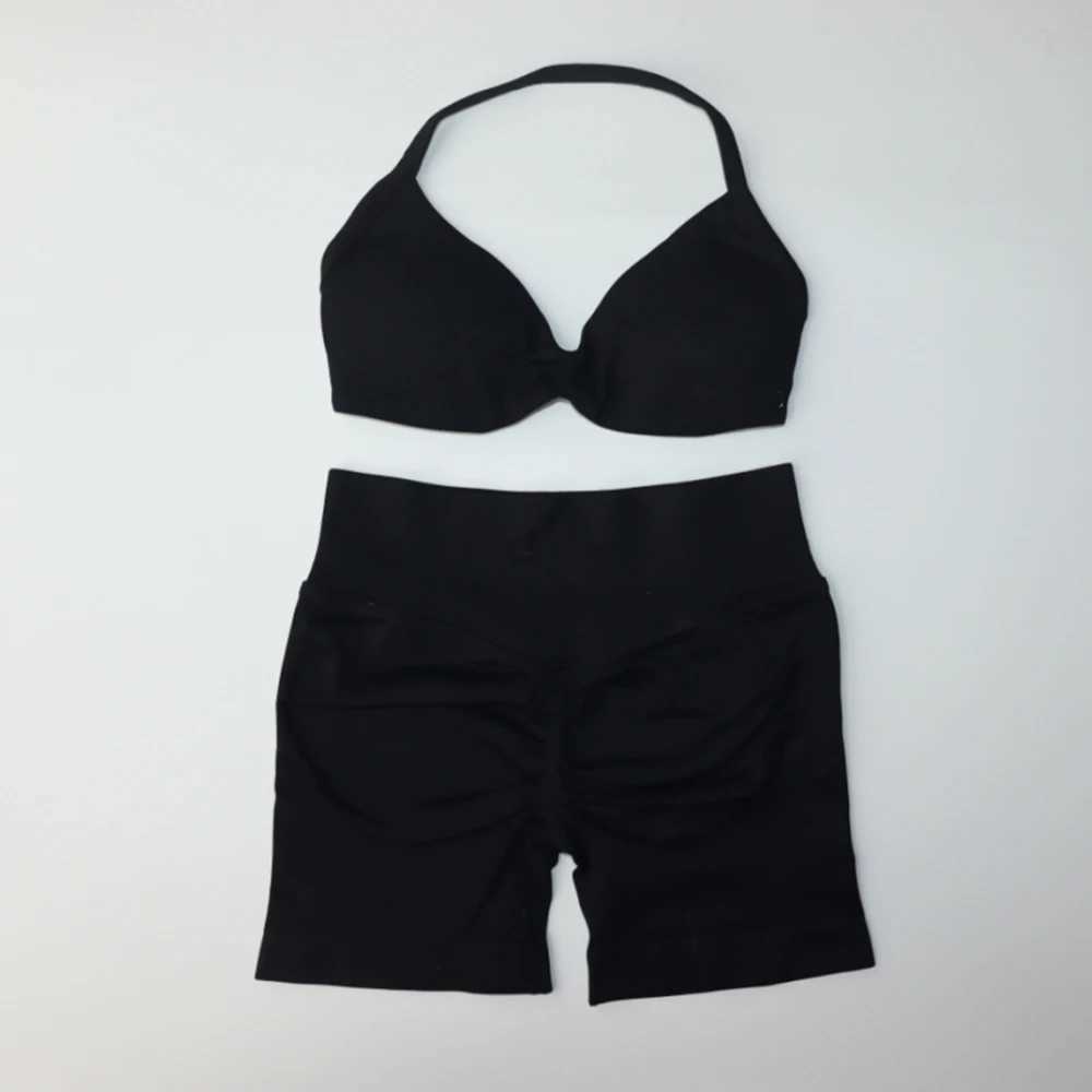 Impact Gym Set 2-piece Womens Shoulder Strap Yoga Bra Top Exercise Scrunch Shorts Sportswear Fitness Suit Seamless Clothing Yoga SetW250411
