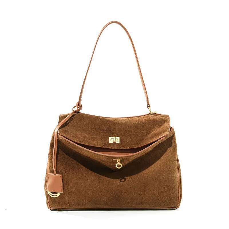 2025 Rodeo Genuine Leather Underarm Bag, Suede Nubuck Cowhide, Commuter High-End Large Capacity Women's Tote Bag