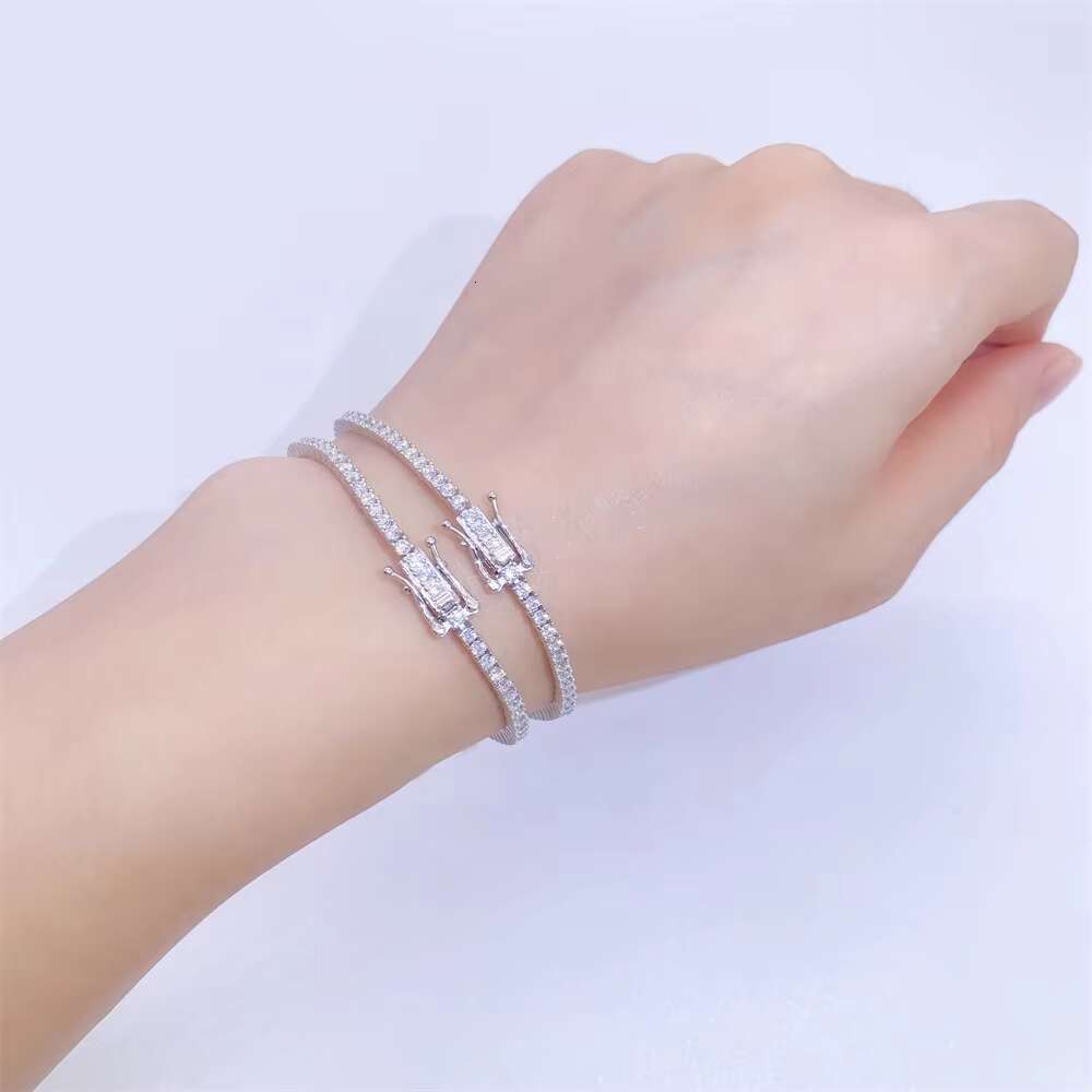 Hot Selling Trendy 2021 Moissanite Silver 2MM 3MM 4MM 5MM Tennis Bracelet Mens Womens Jewelry Chain Bracelet