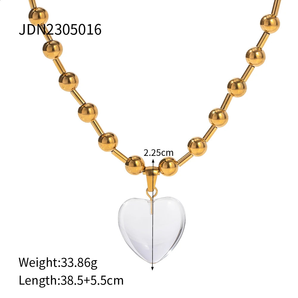 Uworld Romantic Heart Pendant Necklace High Quality Stainless Steel 18K Metal Texture Necklace 250409