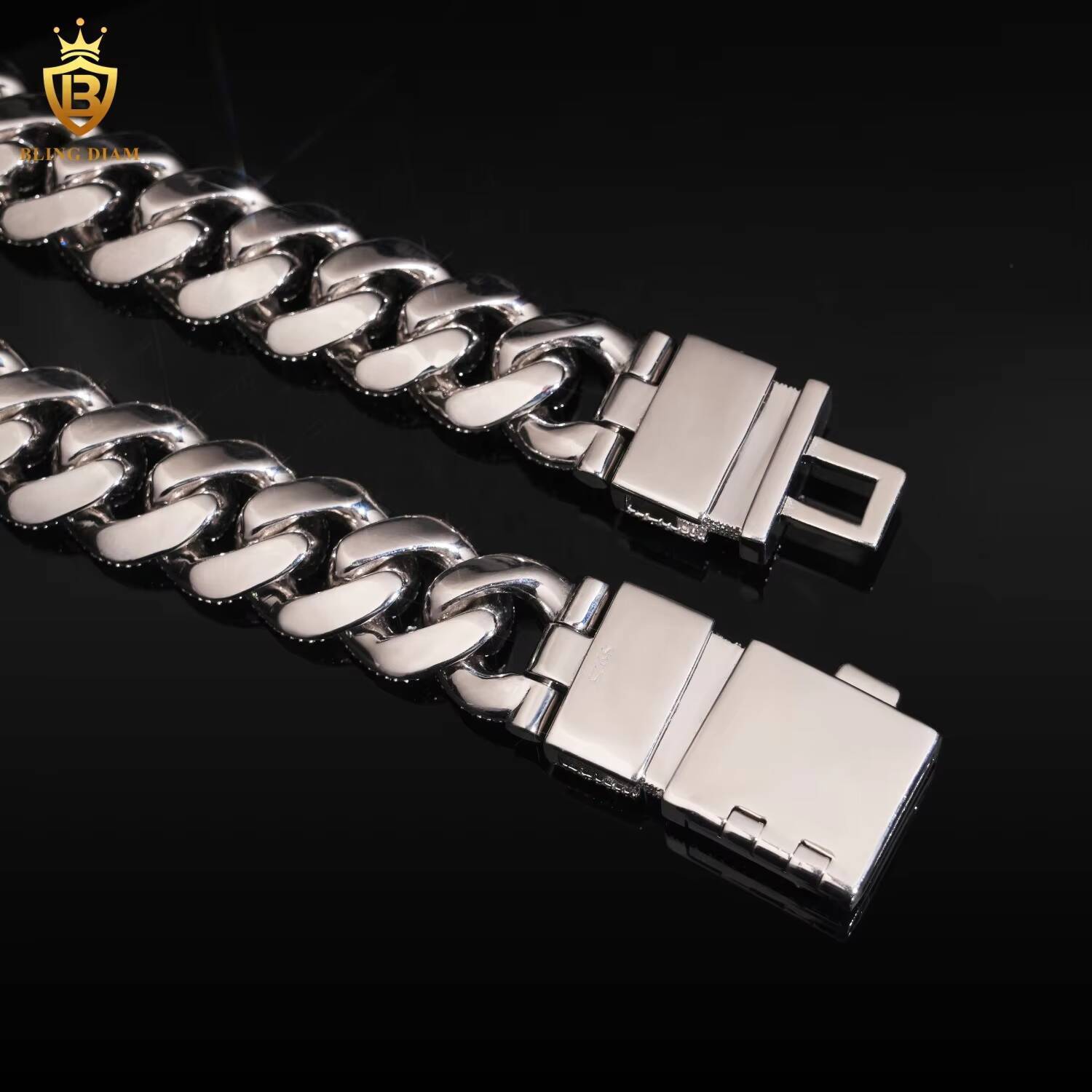 VVS Moissanite Pass Diamond Tester Hip Hop Jewelry Iced Out Diamond 23mm Sterling Silver 925 Miami Cuban Link Chain Necklace