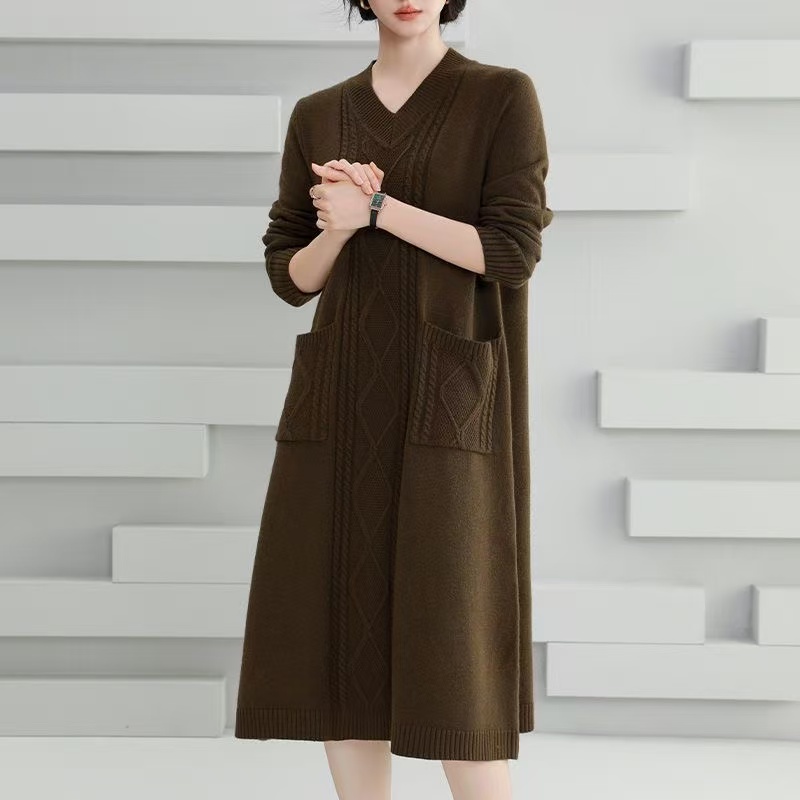 plus size women's new long sleeve high waist printed banquet dress mid-length skirt D02820