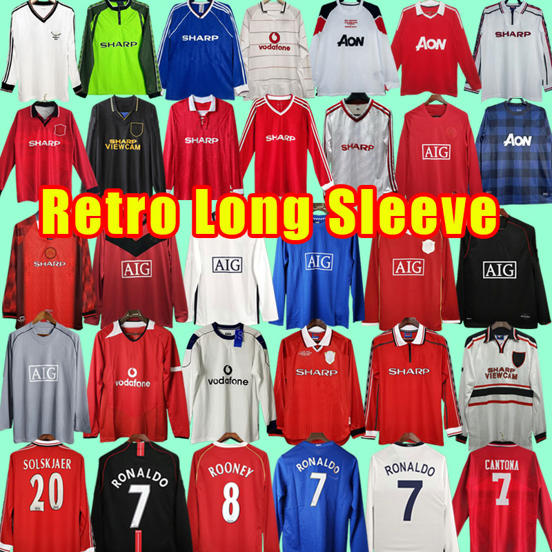 Retro 2008 Uniteds MOSCOW RONALDO Soccer Jerseys - SCHOLES, VIDIC, ROONEY, GIGGS long sleeve Manchestre