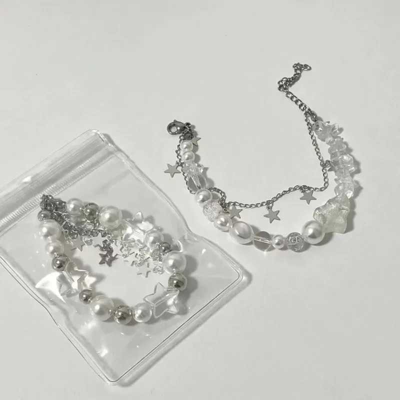 Crystal Star Pentagram Imitation Pearl Bead Bracelet for Women Sweet Aesthetic Charm Y2k Bracelet Fashion Vintage Jewelry GiftsC250410