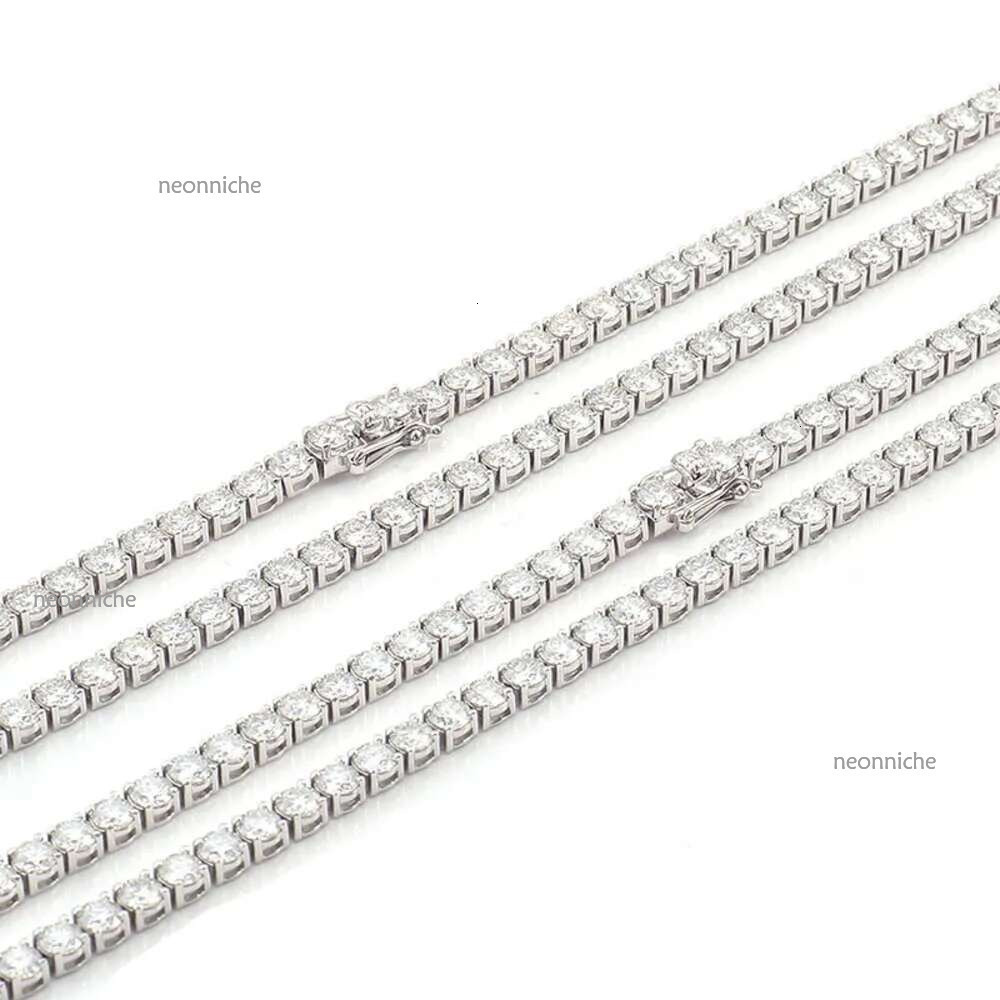 Sterg Sier Moissanite 2mm-5mm Iced Out Vvs Dia Solid Pave Setting Tennis Chain for Christmas Gift