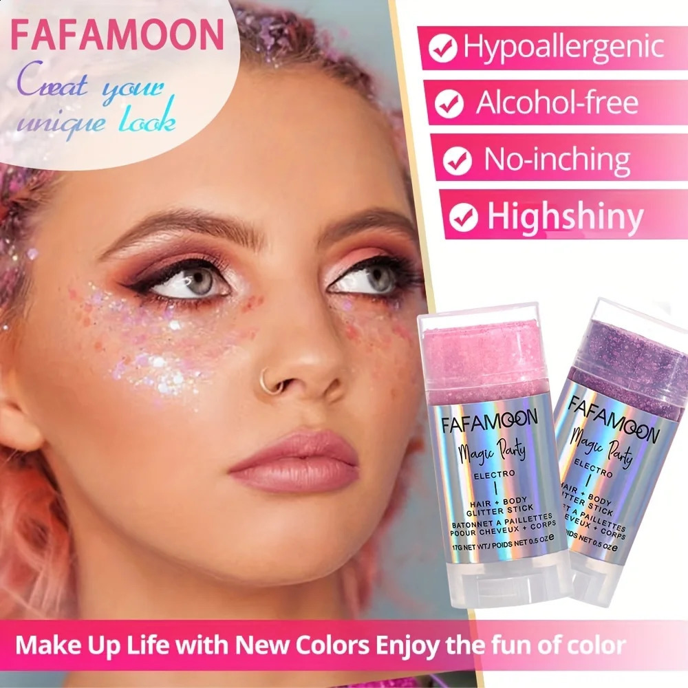 Body Glitter Stick Singer Music Rave Festival Rotating Mermaid Face Glitter Stick Holographic Glitter for FaceBodyHairEye 250410