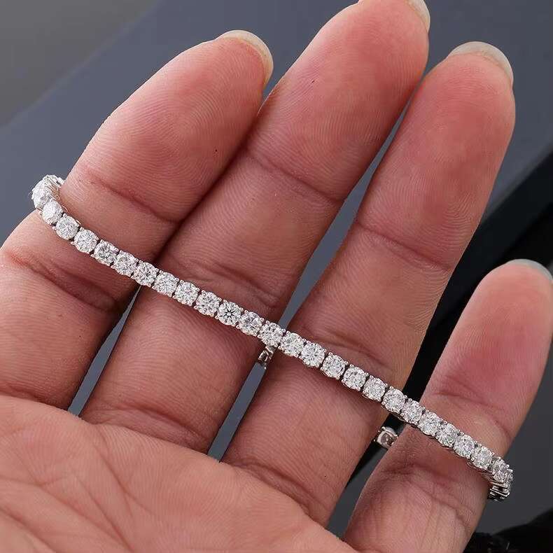 20-Inch 4mm White Gold 925 Silver Tennis Chain Bracelet Iced out Moissanite Necklace for Women