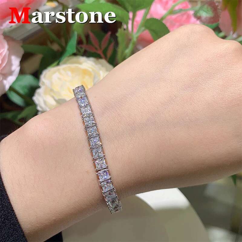 Full Moissanite D Color Princess Heart Tennis Bracelet Womens 925 Silver Fine Moissanite Diamond Jewerly Chain for Girl Women