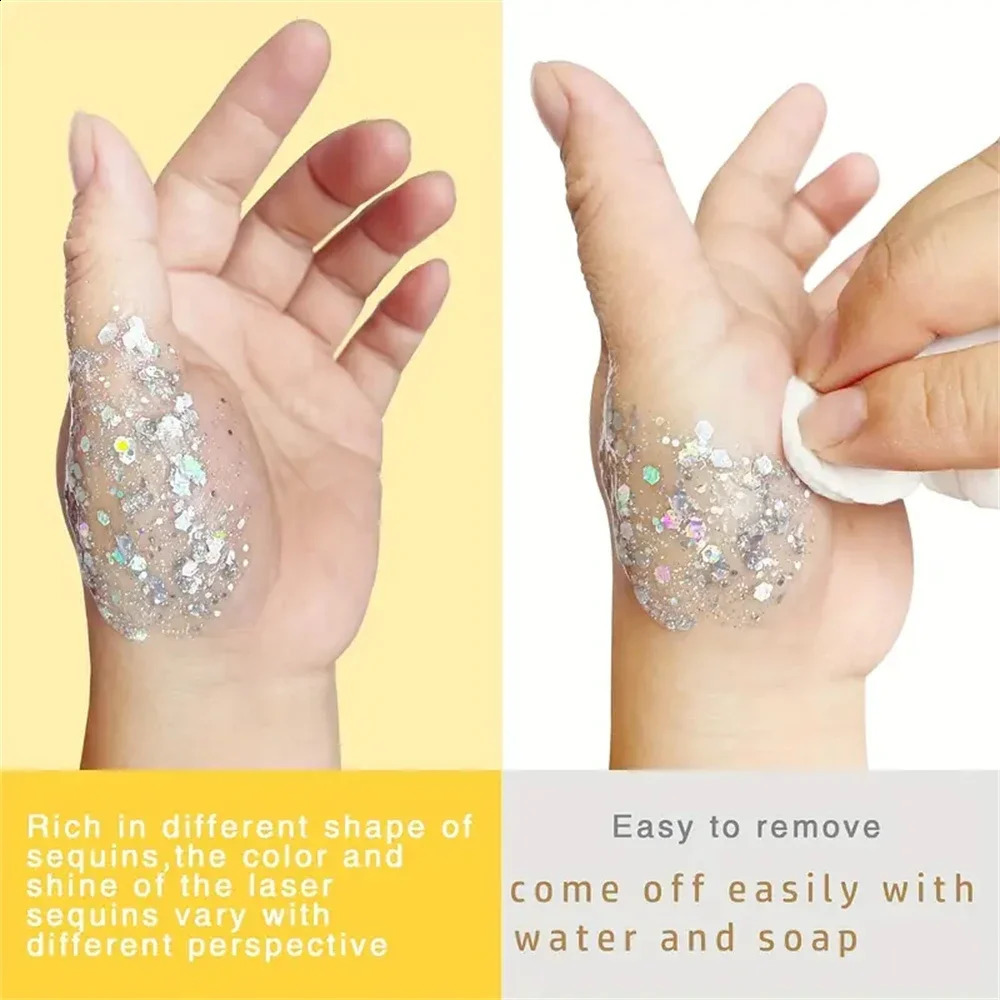 Mermaid Sequin Body Glitter Gel - Long-Lasting Shine for Carnival Parties Festival and Stage Performance - Great for Girls 250410