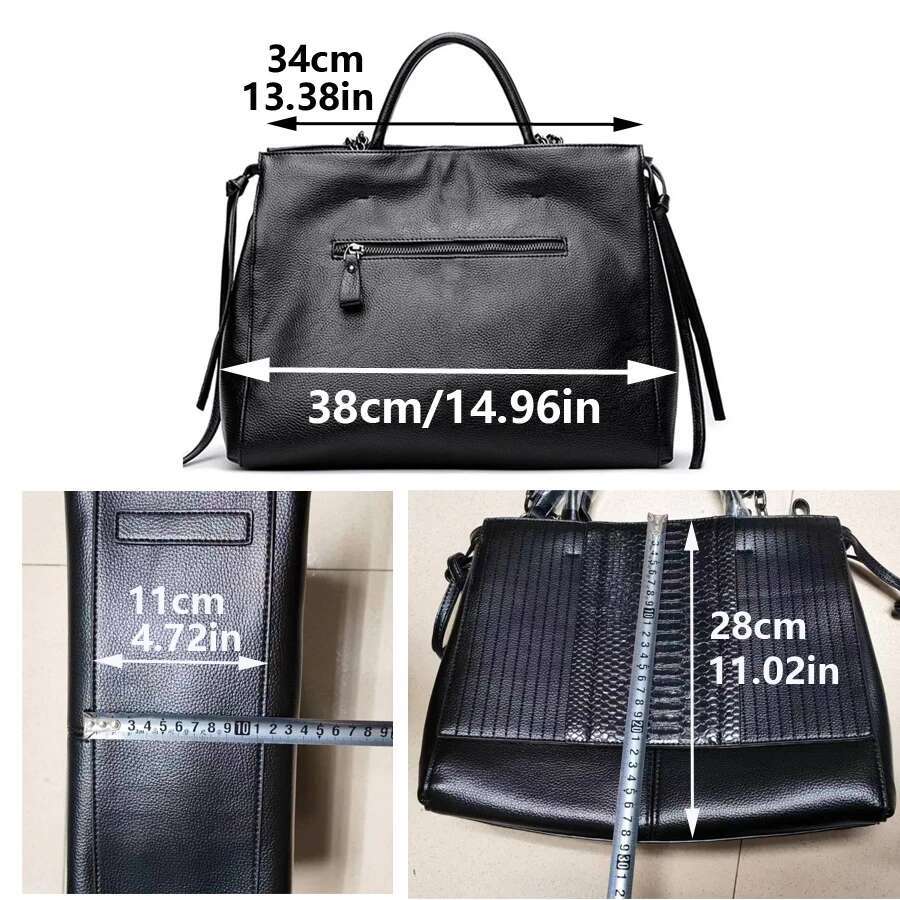 Women Handbag Simple Crocodile Leather Handbags Chain Women's Shoulder Bag Black Big Totes