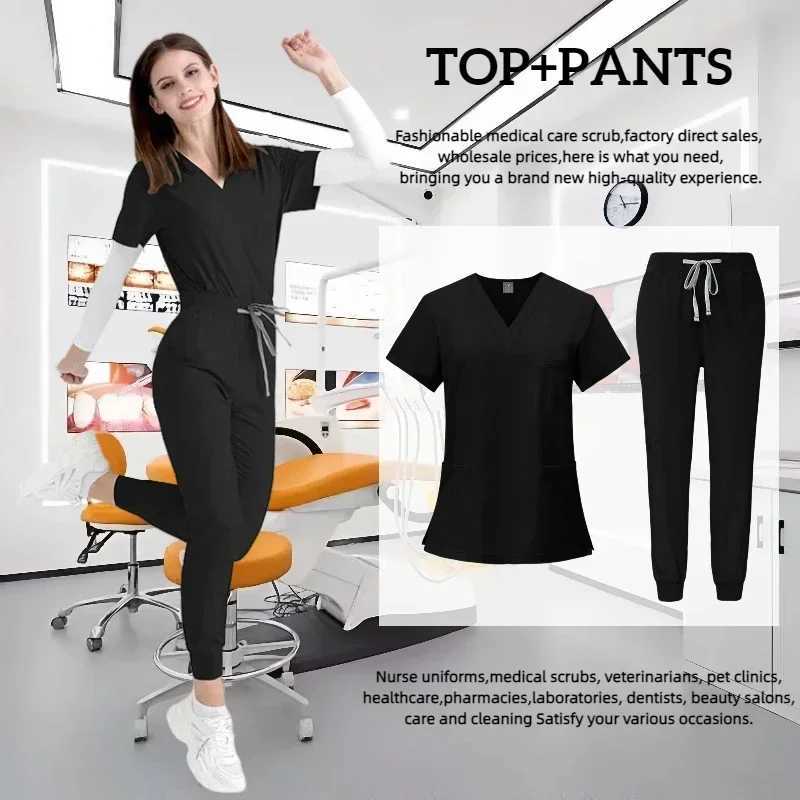 Hydrotherapy Doctor Nursing Tuning Set Surgical Uniform Female Matte Set Medical Nurse Beauty Sn Work Clothes Clinical Matte Top+Pants X250410