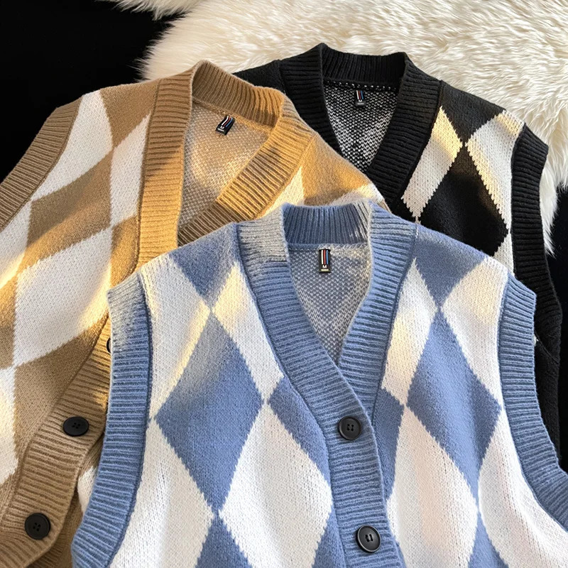 Mens autumn and winter sweater vest fashion highquality knitted casual comfortable day loose mens 250411Z