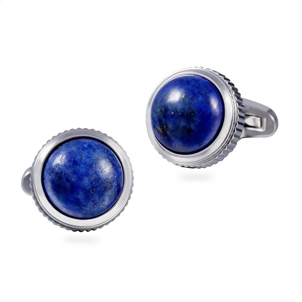 Natural lapis lazuli high-heeled steel cufflinks 250409