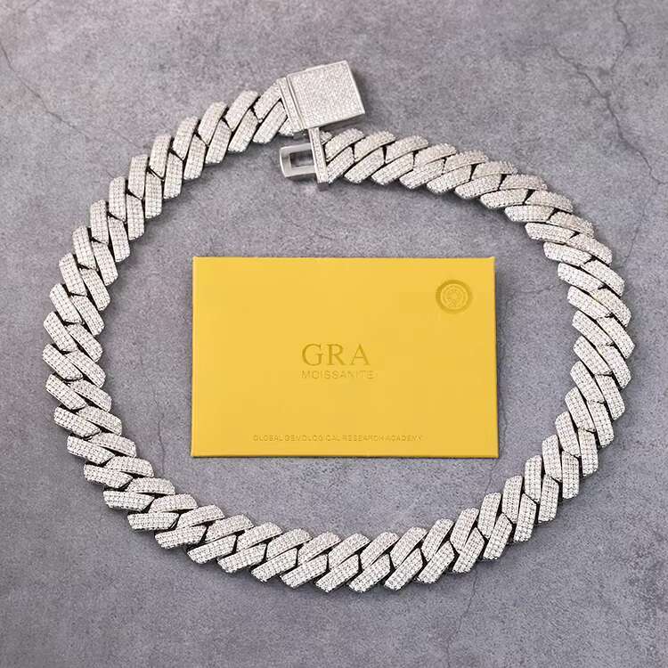 XG RTS 19 mm Wide 3 Rows Diamond Cuban Chain Iced Out Moissanite Chains Solid Heavy S925 Silver Fine Jewelry Necklaces