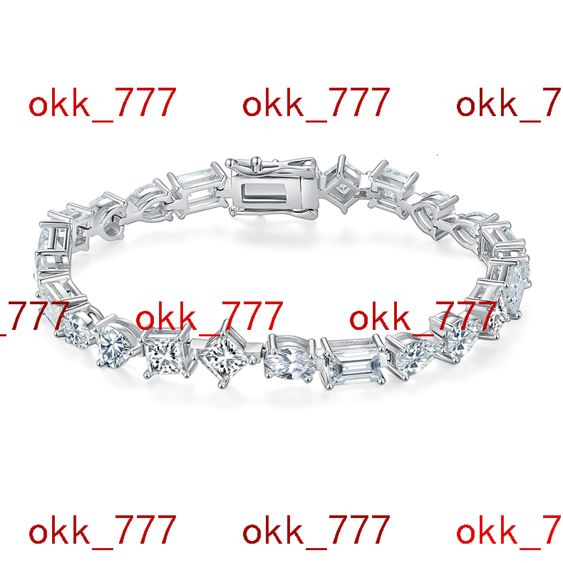 High Quality Women Moissanite Bracelet 18K Gold Plated 0.5CT Mixed Shape Moissanite Tennis Chain 925 Sterling Silver