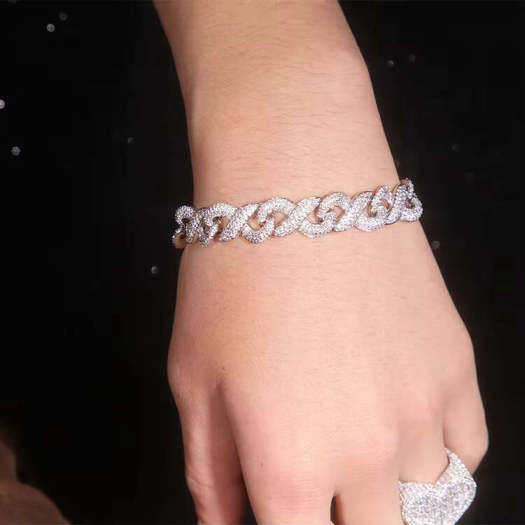 Popular Fine Jewelry 13mm Infinity Cuban Link Chain S925 Sterling Silver VVS Moissanite Iced Out Cuban Chain Hip Hop Necklace