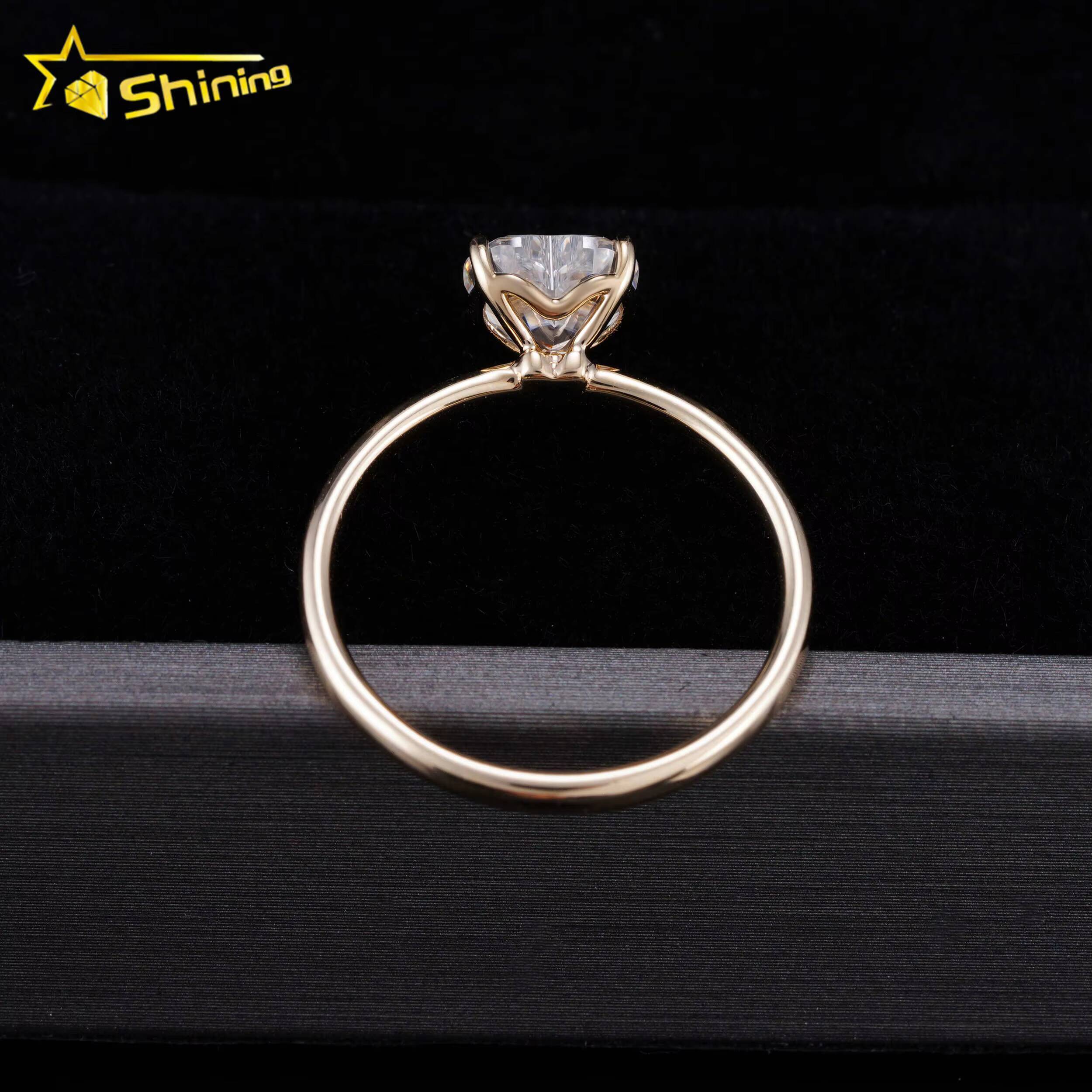 Shining 10K 14K Solid Real Gold Wedding Rings 1CT Heart VVS Moissanite Diamond Engagement Ring Women Finger Rings