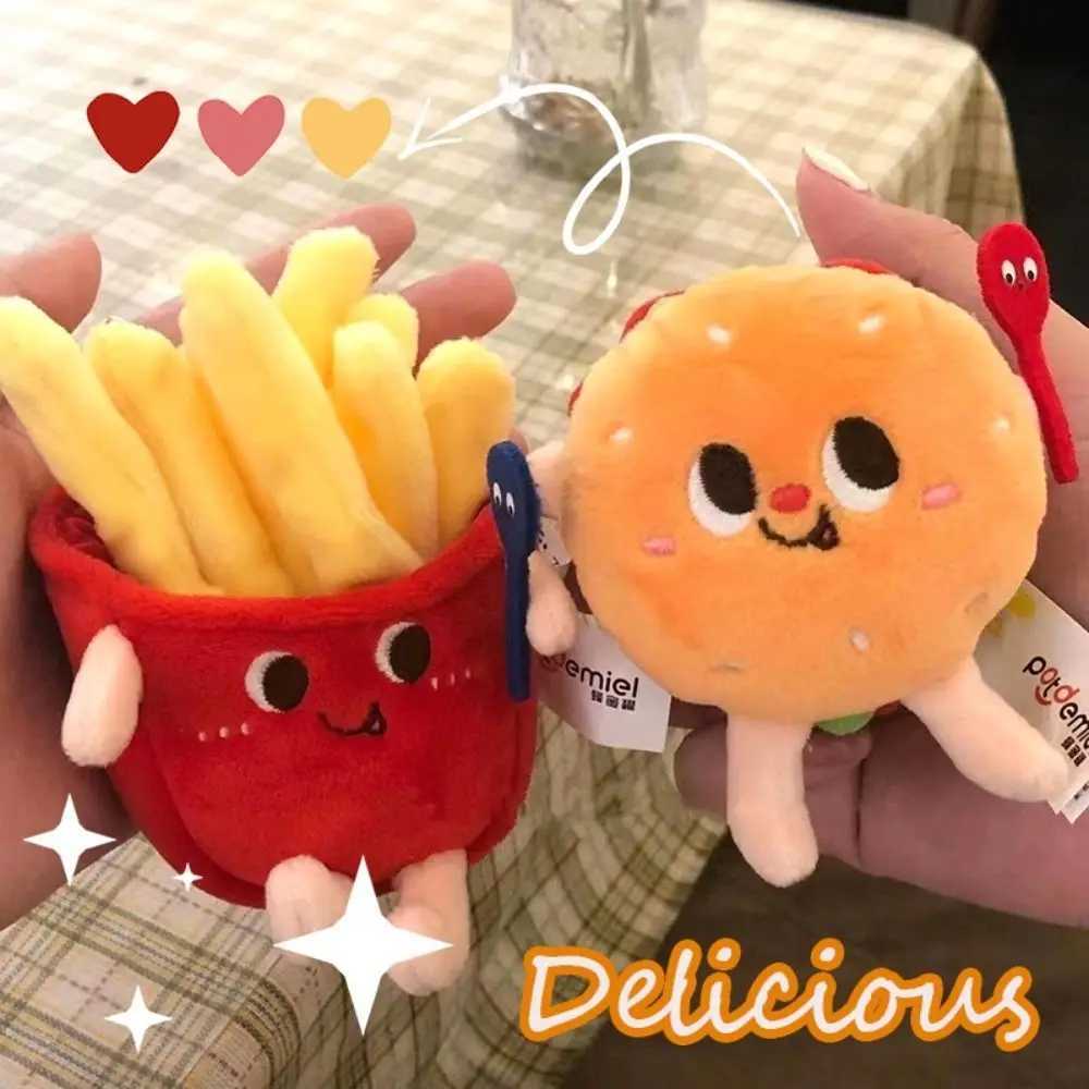 Burger plush doll keychain chicken leg French fries cute bag pendant backpack accessories stuffed toy keychain W250411
