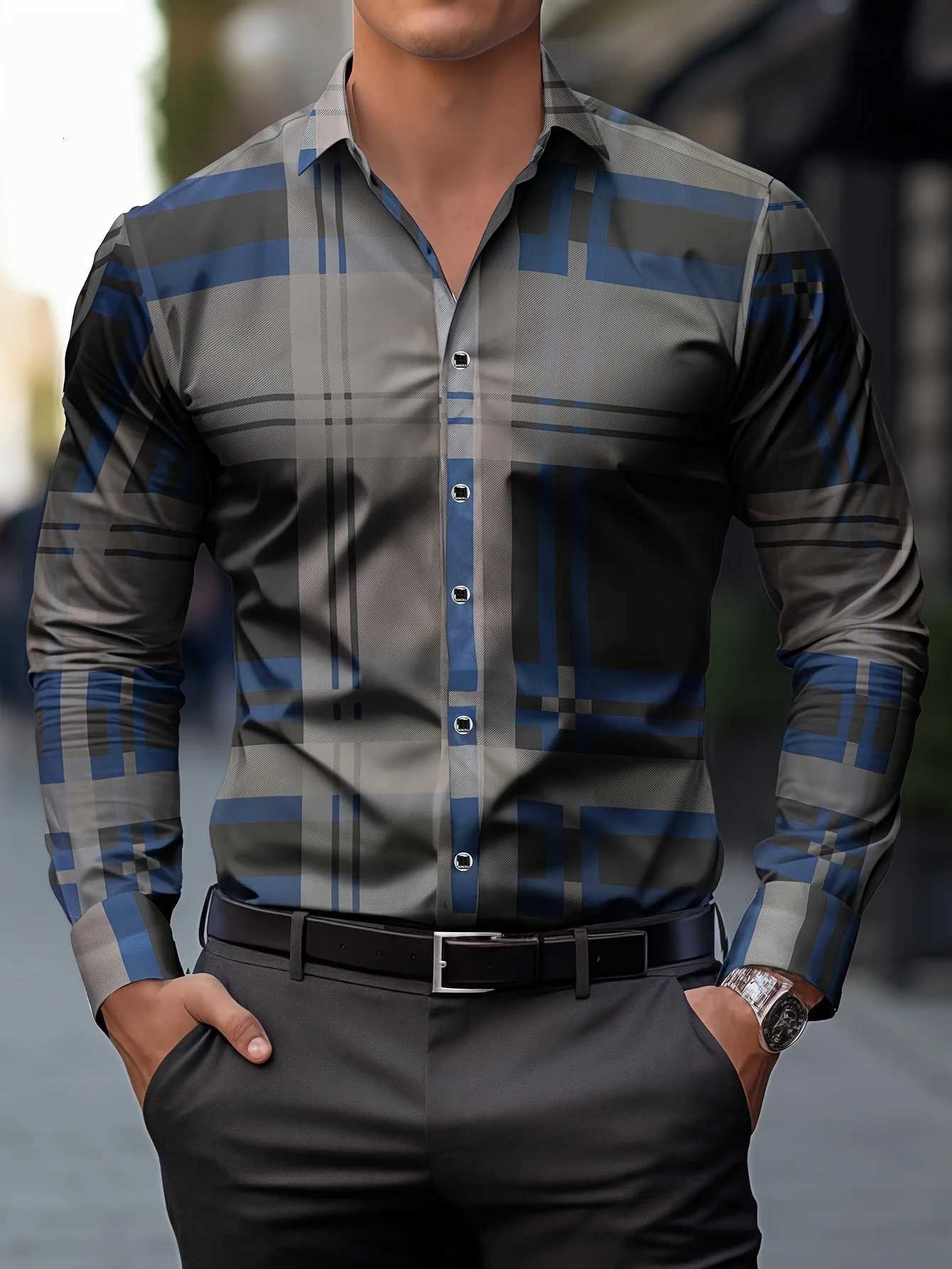 Mens Stylish Long Sleeve Casual Lapel Shirts Casual Tops Breathable Full Sleeve Shirt For Men Daily Basic Business Shirt K251110