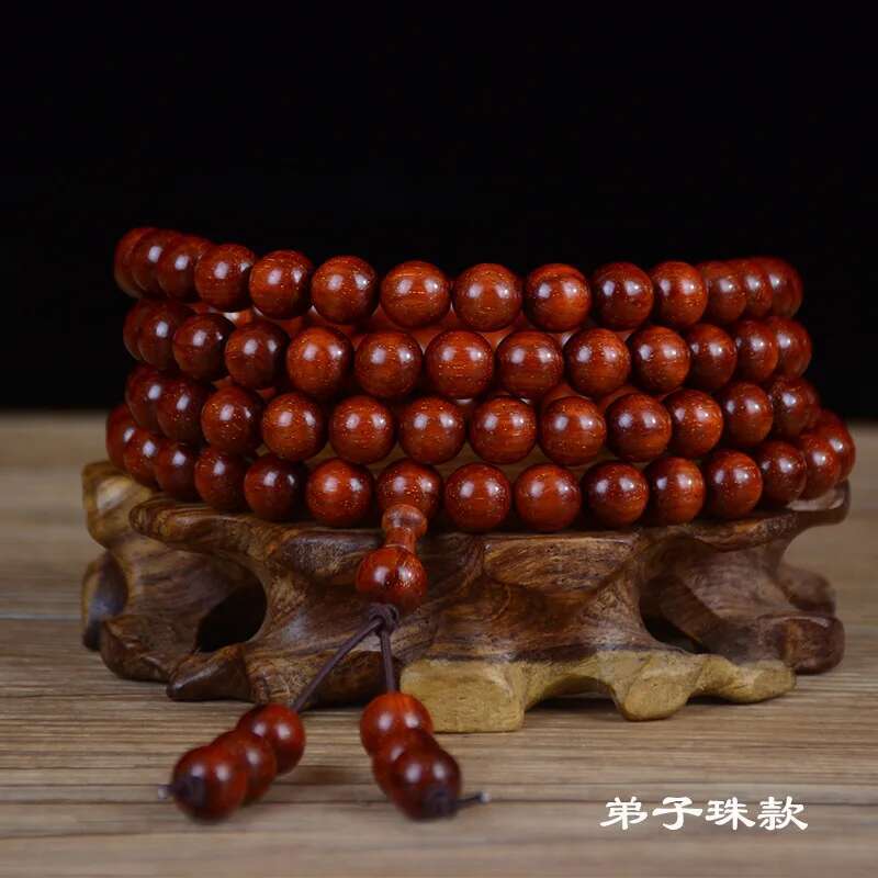 Factory Direct Sale Chicken Blood Red Star Small Leaf Rosewood Buddhist Prayer Beads Bracelet108Multi-circle Bracelet Sandalwood