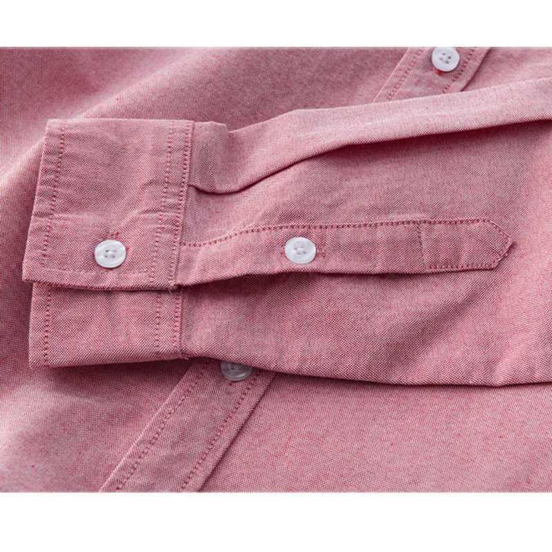 2024 Spring Pink Shirts For Men Casual Slim Fit 100 Cotton Oxford Long Sleeve Shirt Mens Vintage Clothes K251110