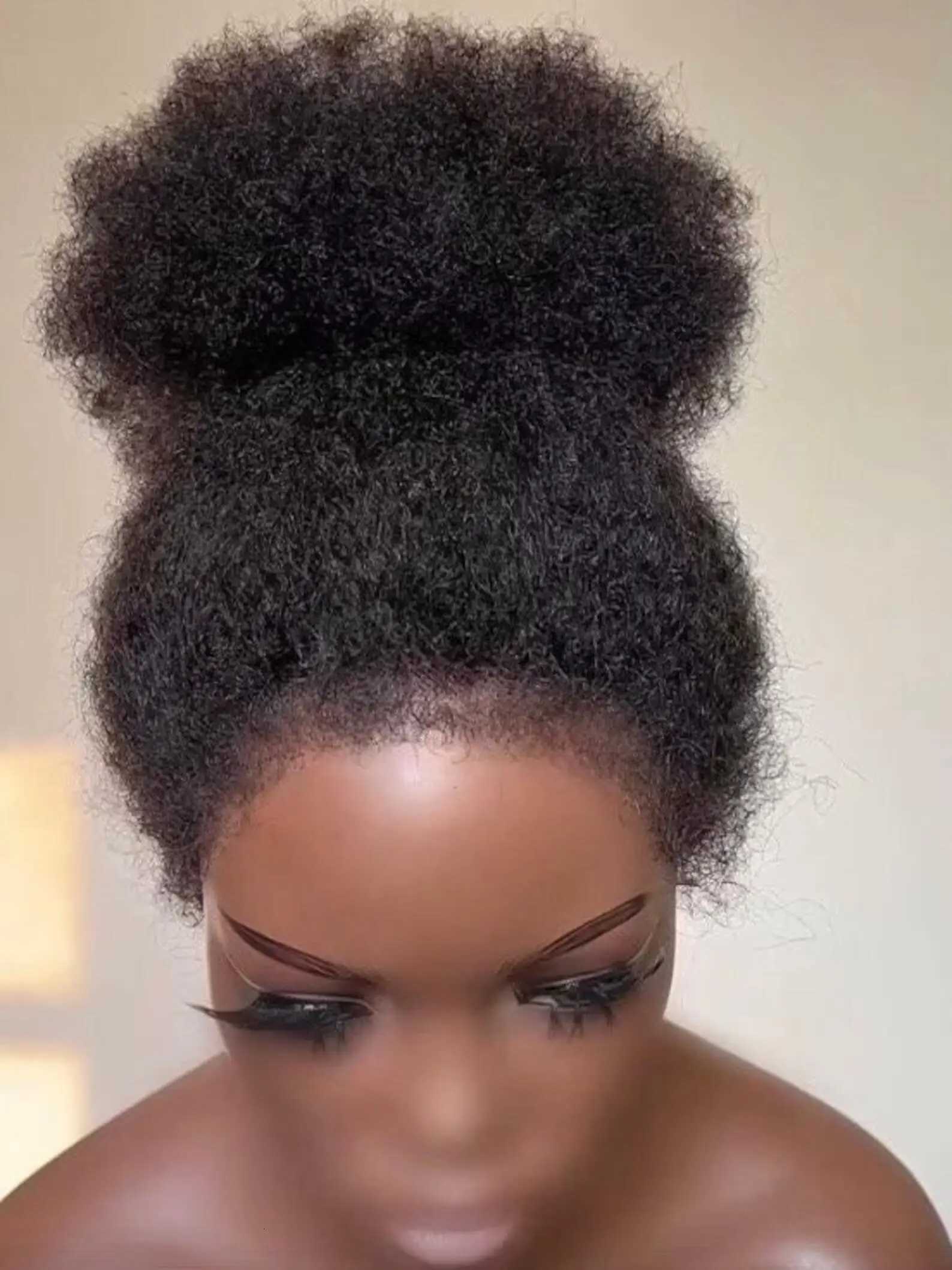 26Inch Soft Long Glueless Natural Black Kinky Straight Lace Front Wig For Women With Baby Hair Synthetic Preplucked DailyT251111