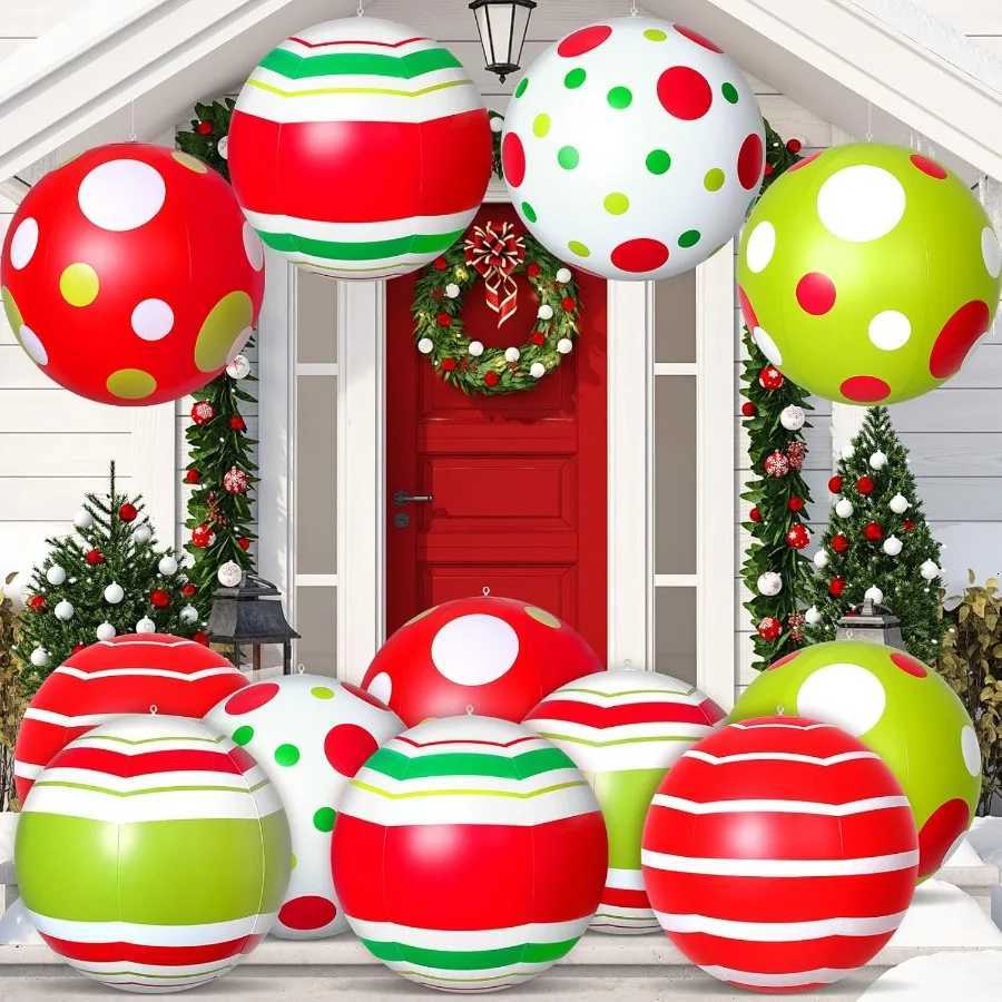 Christmas 12 Pcs 24 16 Inch Giant Christmas Inflatable Ball Outdoor Blow up Xmas Inflatables Ornaments Giant PVC Christmas Ornaments for Y251111