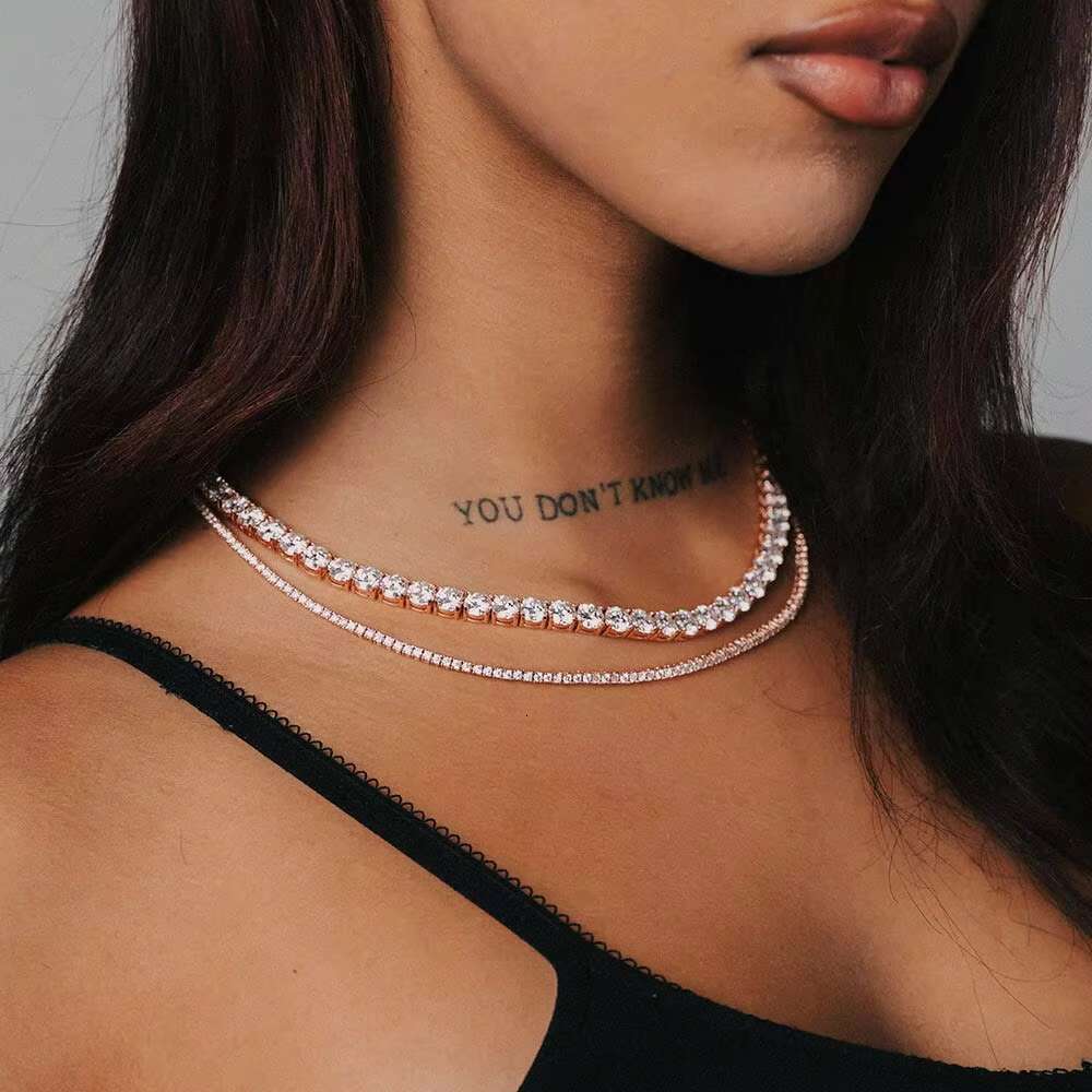 Custom VVS Tennis Chain for Hiphop Moissanite Diamond in S925 Sterling Silver Bling Moissanite Tennis Chain
