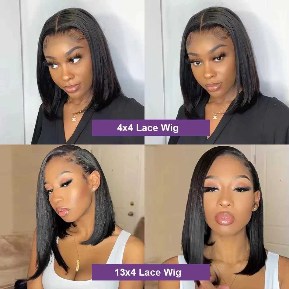 Rosslyn Straight Human Hair Wigs Bob 1b Black Wig 5x5 13x6 Hd Lace Frontal Wig Bleached Knoted Baby Hair Pre Plucked Flash SaleT251111
