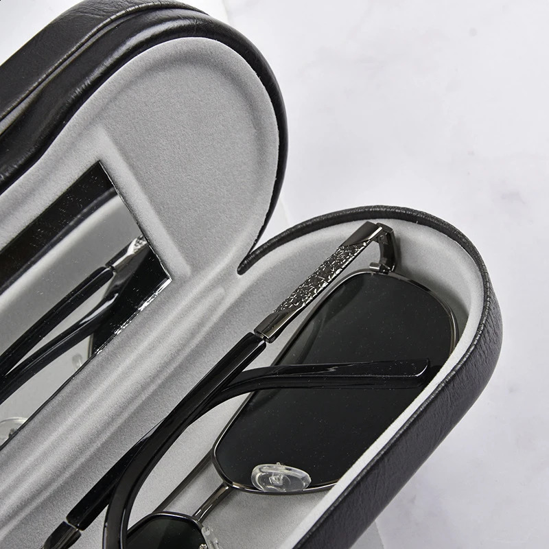 High quality multifunctional double-layer metal glasses case kit bracket box dual-use leather reading glasses case 250409