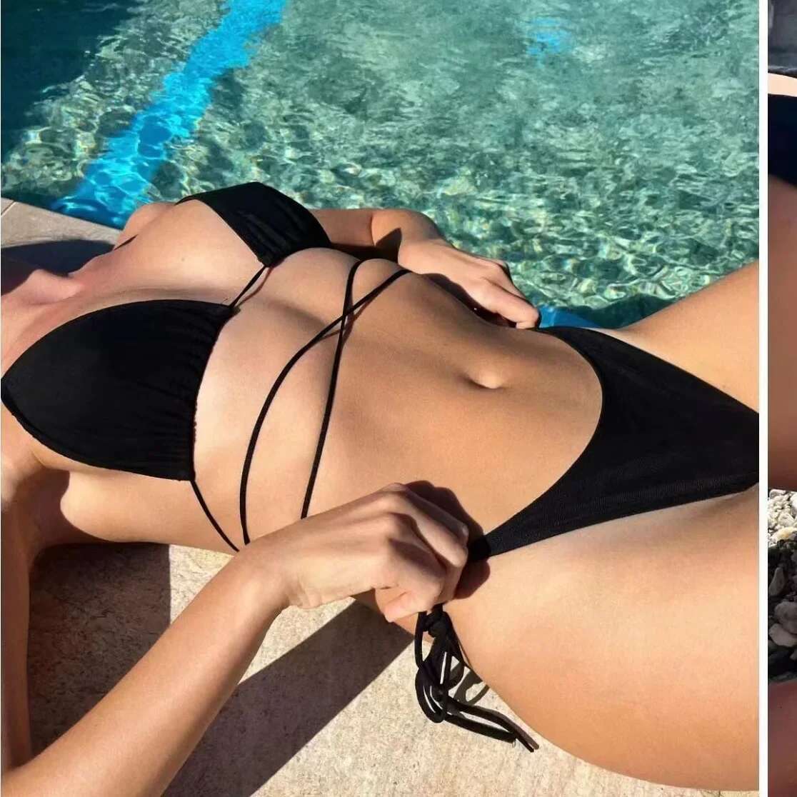 Tan Bikini Trace No See through Beach Bathing Suit Transparent Swimwear for Darkening under the Sun
