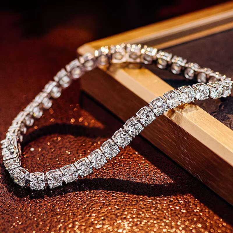 2mm-6mm Moissanite Tennis Chain Iced Out 925 Silver Moissanite Bracelet Spring Clasp Pass Diamond Tester VVS D Tennis Chain