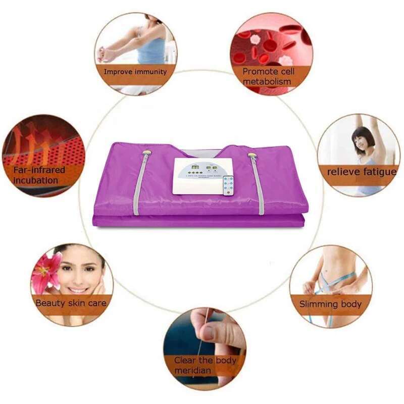 Far Infrared Thermal Sauna Blanket 2 Zones For Home/Spa Body Relaxation Detoxification Therapy Hine Eu/Us Plug