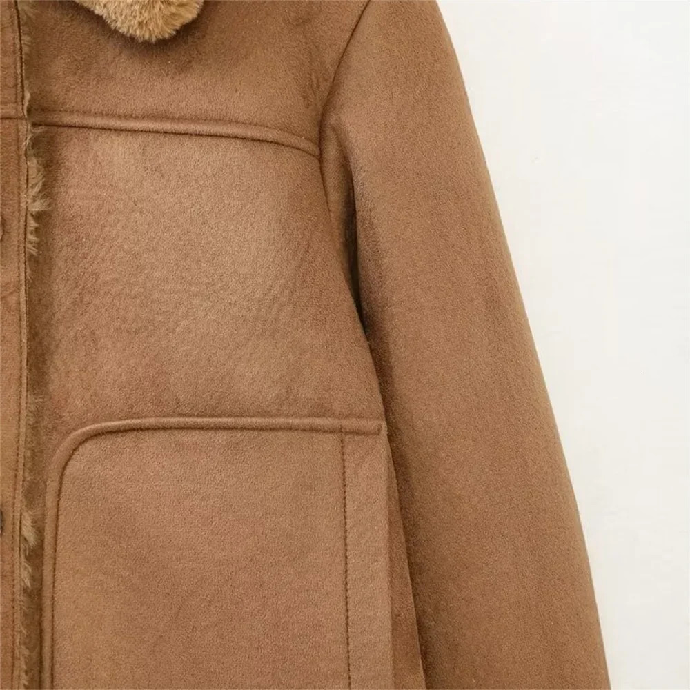 Autumn Womens Fashion Casual Suede Texture Effect Double sided Short Jacket Coat 251105