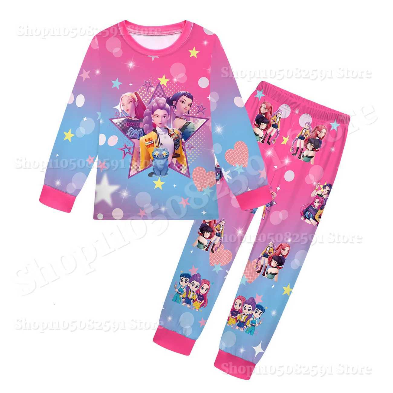 K Pop for Demon Hunters Kids Pajama Set Baby Girls Daily Nightgowns Rumi Mira Zoey Girls Long Sleeve T ShirtPants 2pcs Set Z251111