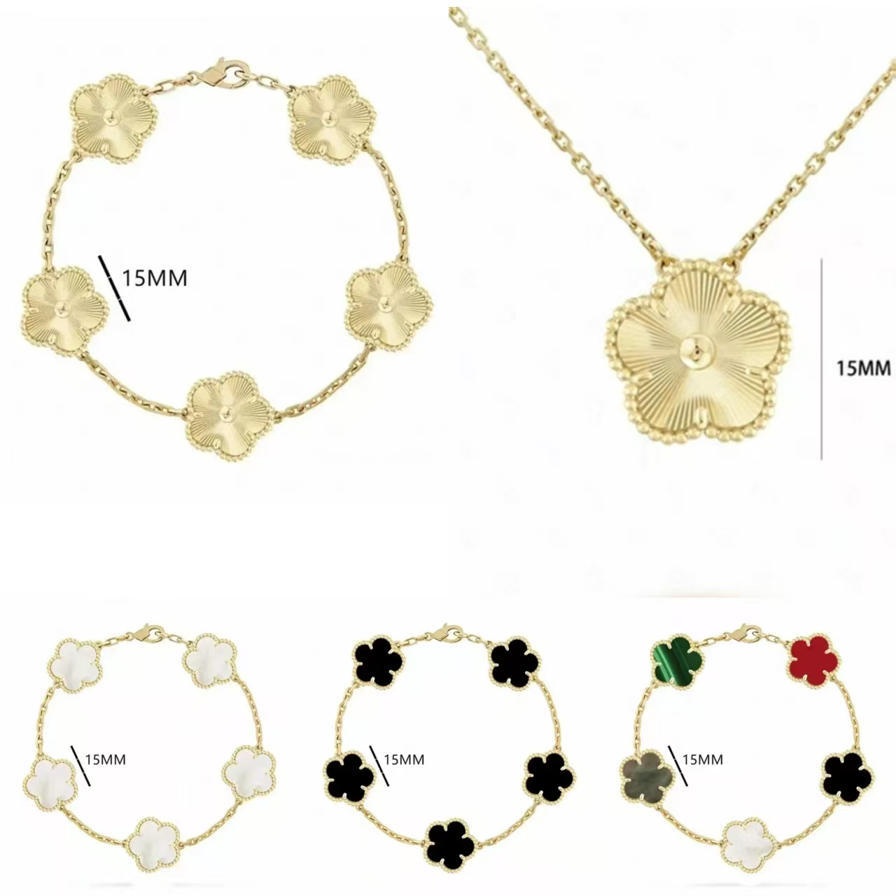 Four Leaf Clover Bracelet Pearl Pendant Necklace Stud Earrings Designer Jewelry Stainless Steel Gold Silver Plate Charm Flower Link Chain Jewlery for Women gift