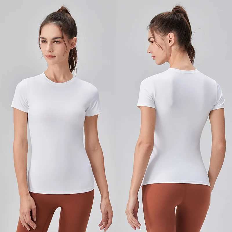 2024 Womens Sportswear Tight Yoga Top Quick Drying Gym Top Short Sleeve Running Sweatshirt Womens T-shirtW250411