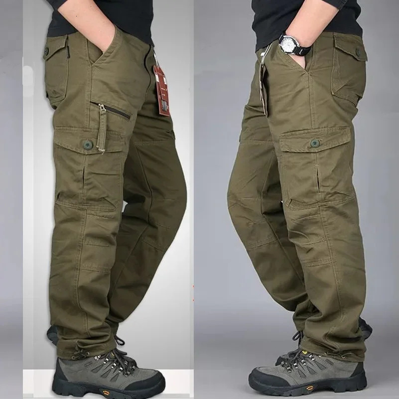 Multi-Functional Outdoor Casual Pants Mens Workwear Loose Tactical Trousers with Many Pockets for Hiking And Traveling 251110