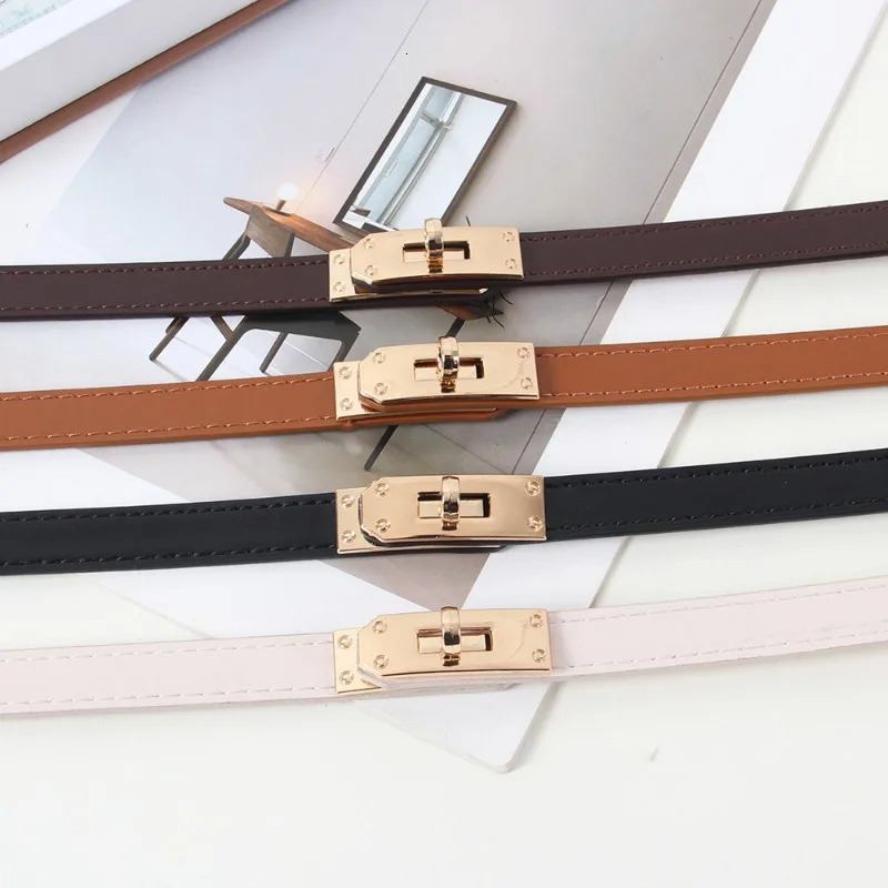 2025 Womens Adjustable Thin Belt - Korean Style Slim Waist Strap for Dresses Coats Fashion Buckle Lock Delicate Belt 251111