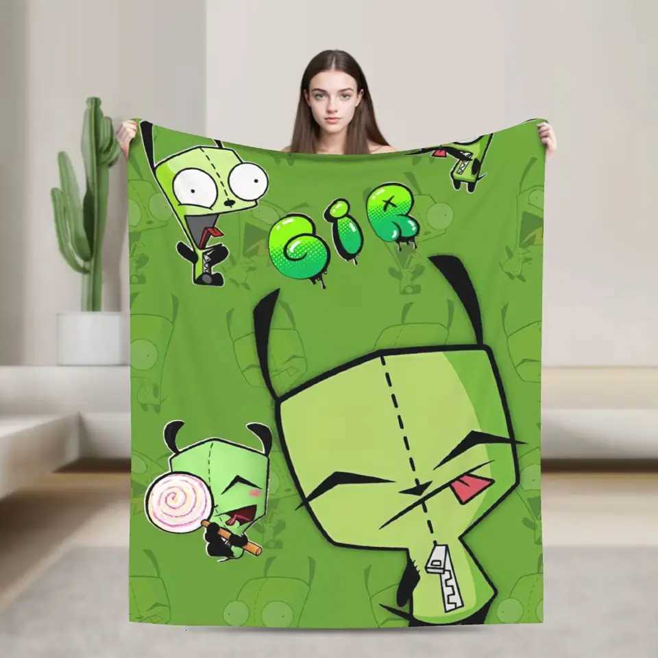 Invaders Zims Knitted Blanket Cartoon Plush Throw Blanket Summer Air Conditioning Personsed Soft Warm Bedsprea C251111