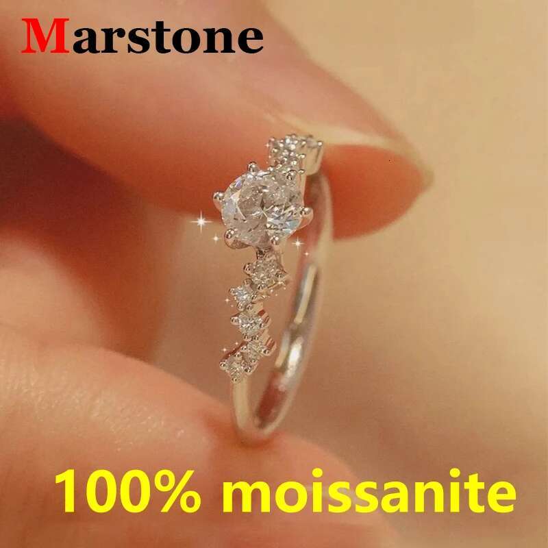 1CT Moissanite Womens Ring New Fashion Star Ring S925 Sterling Silver Adjustable For Women Wedding Party Gift