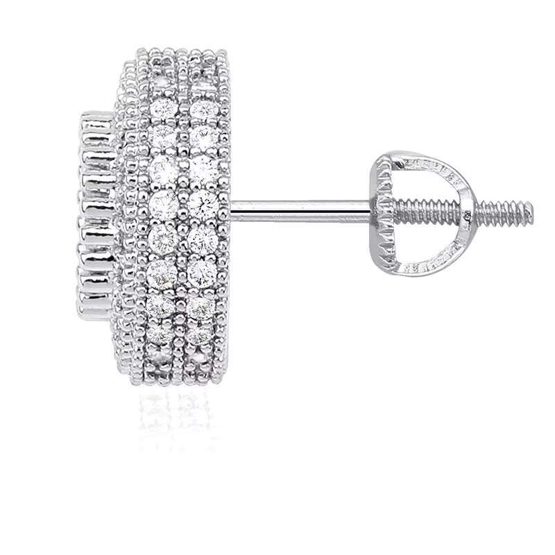 Wholesale Stud Earrings Men European Style Jewelry 925 Silver Anti Allergy Never Fade Iced Out Hip Hop Jewelry Stud Earrings