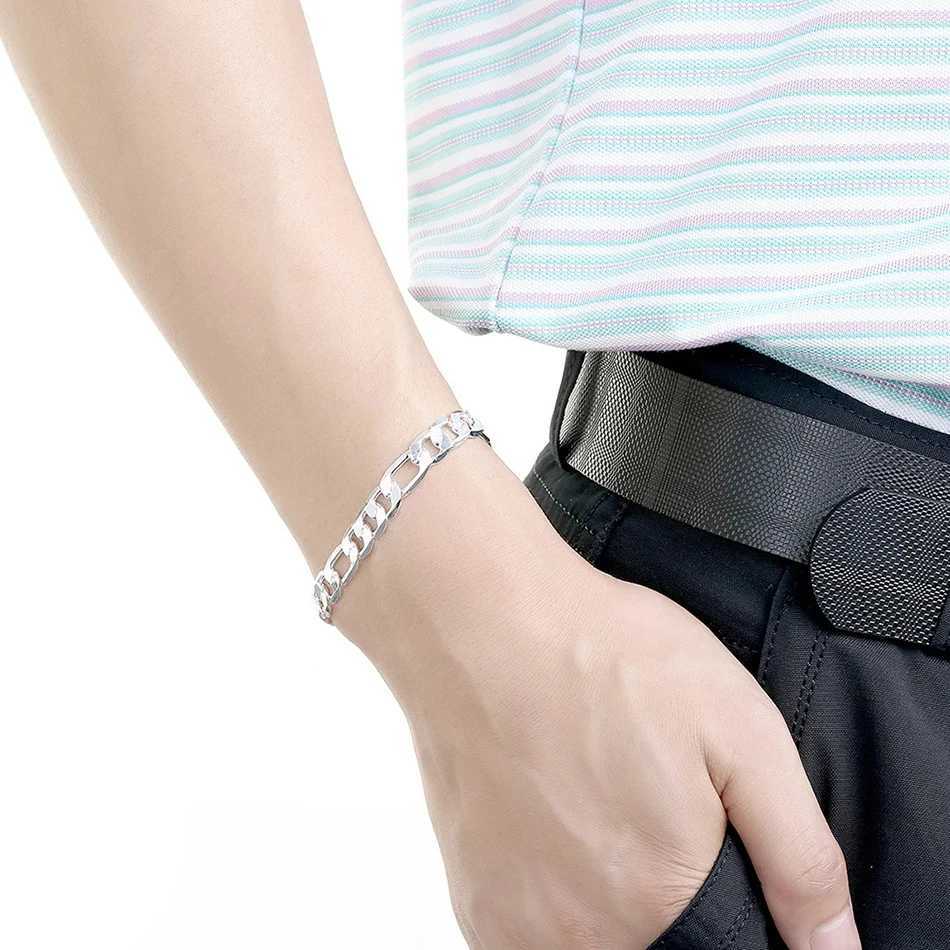 ALIZERO 925 Sterling Silver Bracelet 4/6/8/10/12mm Chain Bracelets For Men Women Fashion Party Fine Jewelry WholesaleC250410