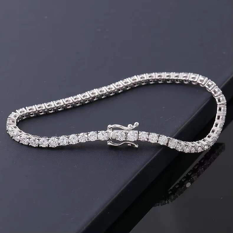 20-Inch 4mm White Gold 925 Silver Tennis Chain Bracelet Iced out Moissanite Necklace for Women
