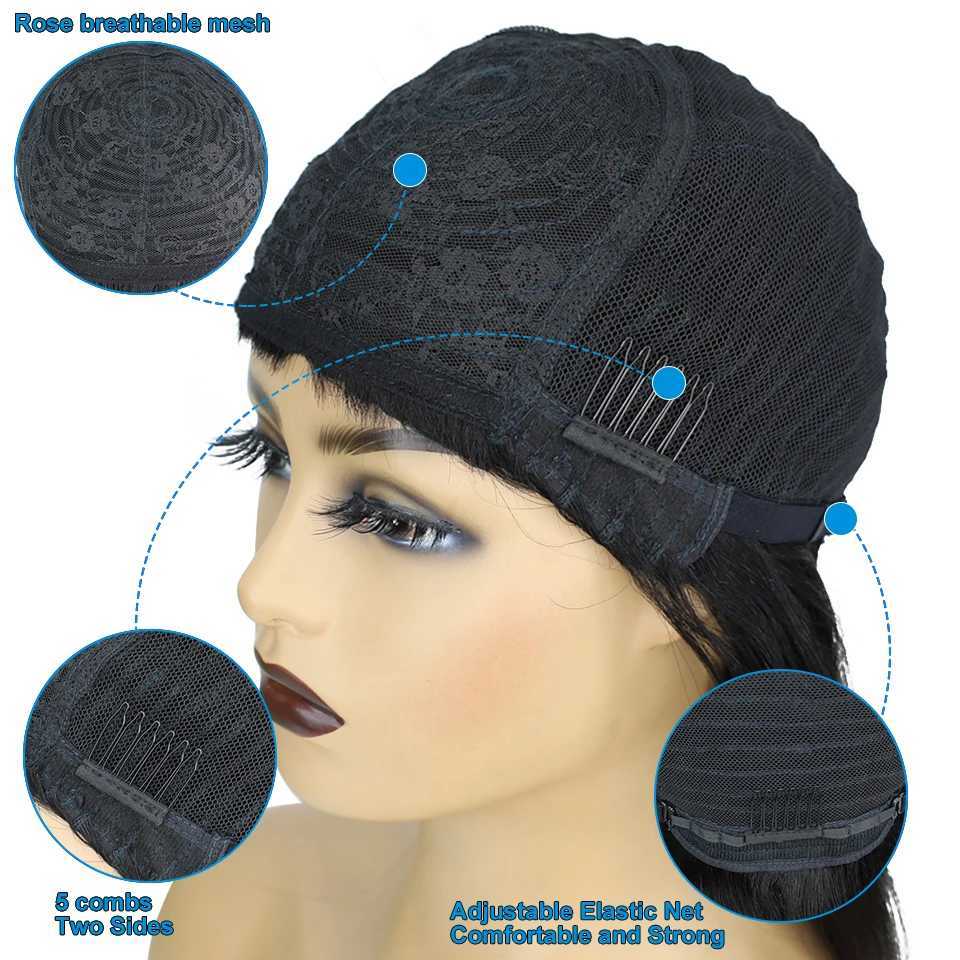 Brazilian Human Hair Wig with Bangs Remy Straight Hair Bob Wigs Full Machine Made Wig for Women 8-16 Inches No Lace Bob WigsT251111