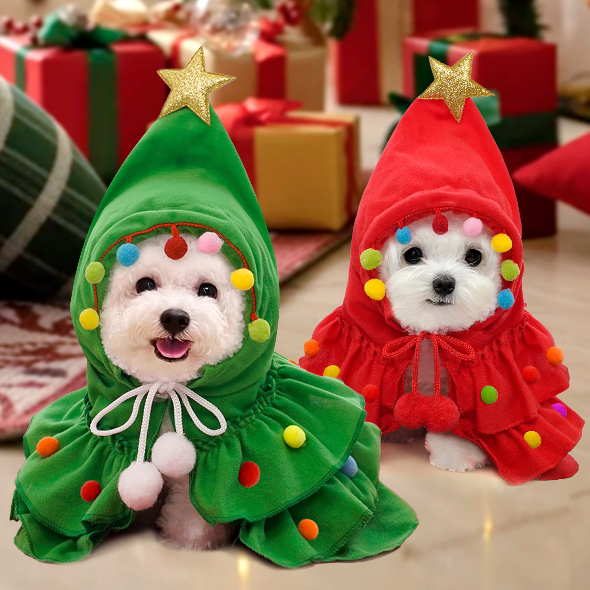 Winter Christmas Pet Cape for Dogs Holiday Costume Wholesale Festive Winter Coats for Pets Perfect Christmas Outfit for Cats Dogs