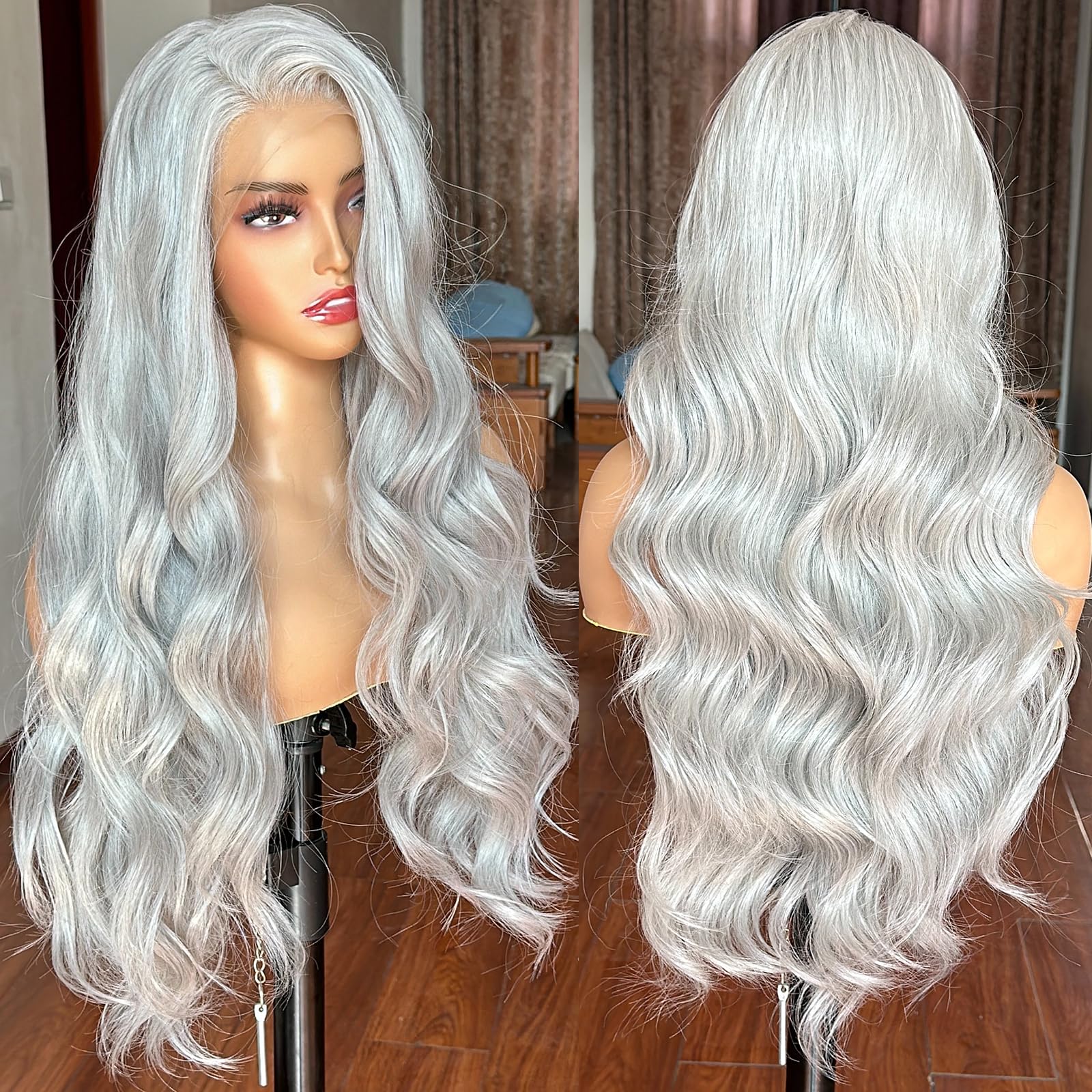 34 Inch Body Wave Preplucked Hair Look Like Human Hair Wigs Highlight Brazilian Glueless Lace Front Wigs Ombre Blonde Straight Synthetic Wig With Baby