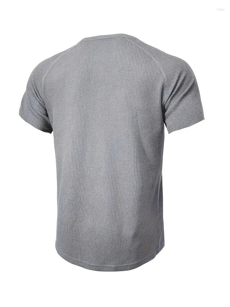 Men's Polos Summer Button-up POLO Shirt Henry Collar Pocket Casual Beach Short Sleeve Solid Color Top T-shirt Vintage Street Wea