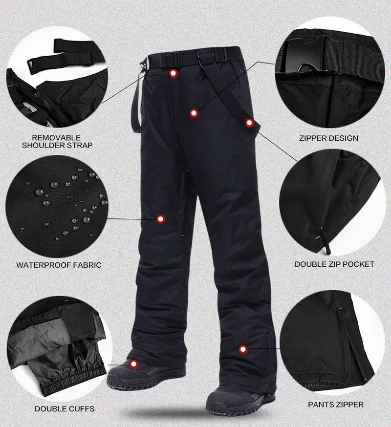 Winter Ski Pants Men Outdoor Mountain Windproof Waterproof Ski Snowboard Pants Warm Snow Male Trousers 251107
